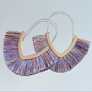 Gold & Rainbow Tassel Hoops ✨